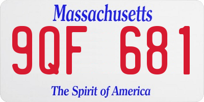 MA license plate 9QF681