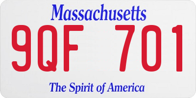 MA license plate 9QF701