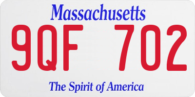 MA license plate 9QF702
