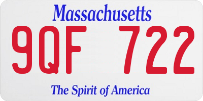MA license plate 9QF722