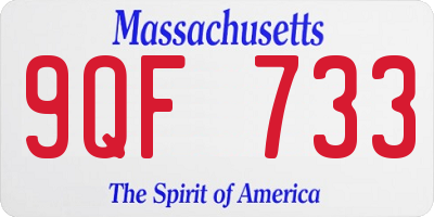 MA license plate 9QF733