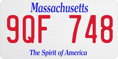 MA license plate 9QF748