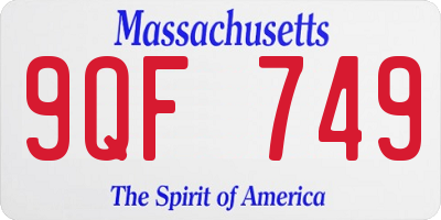 MA license plate 9QF749