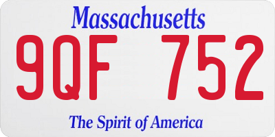 MA license plate 9QF752