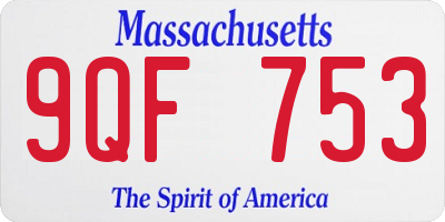 MA license plate 9QF753