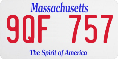 MA license plate 9QF757