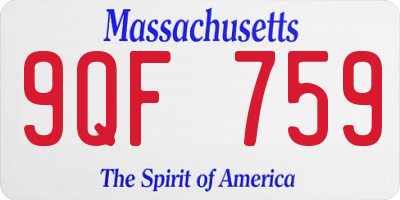 MA license plate 9QF759