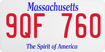 MA license plate 9QF760