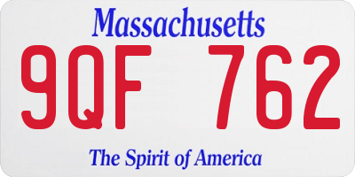 MA license plate 9QF762