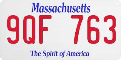 MA license plate 9QF763