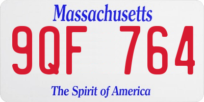 MA license plate 9QF764