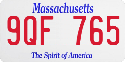 MA license plate 9QF765