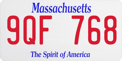MA license plate 9QF768