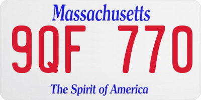 MA license plate 9QF770