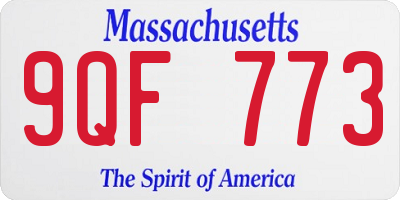 MA license plate 9QF773