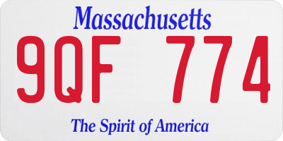 MA license plate 9QF774