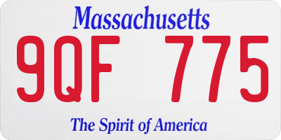 MA license plate 9QF775