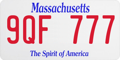 MA license plate 9QF777