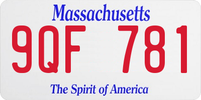 MA license plate 9QF781