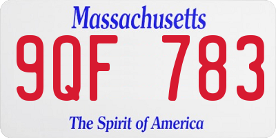 MA license plate 9QF783