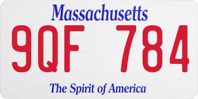 MA license plate 9QF784
