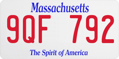 MA license plate 9QF792