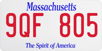 MA license plate 9QF805
