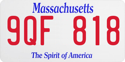 MA license plate 9QF818