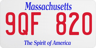 MA license plate 9QF820