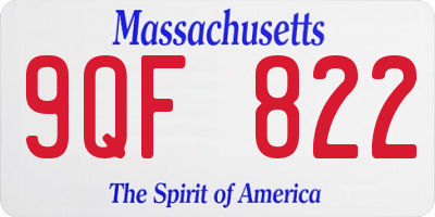MA license plate 9QF822
