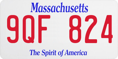 MA license plate 9QF824