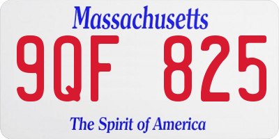 MA license plate 9QF825
