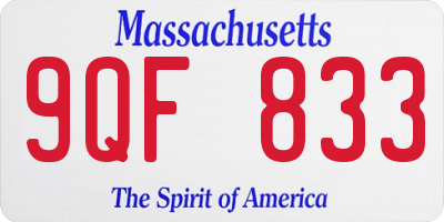 MA license plate 9QF833
