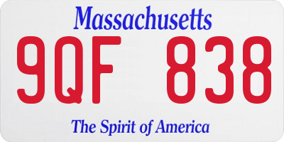 MA license plate 9QF838