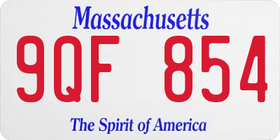 MA license plate 9QF854