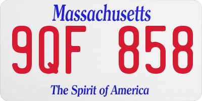 MA license plate 9QF858