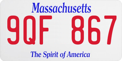 MA license plate 9QF867