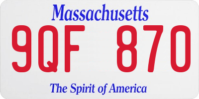 MA license plate 9QF870