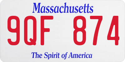 MA license plate 9QF874