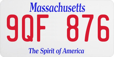 MA license plate 9QF876