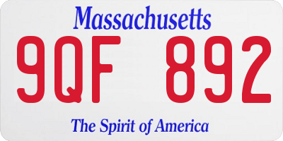 MA license plate 9QF892