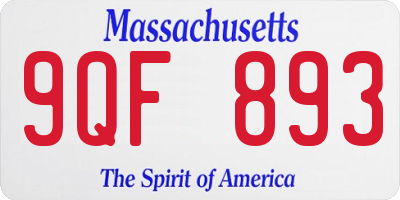 MA license plate 9QF893