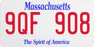 MA license plate 9QF908