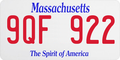 MA license plate 9QF922