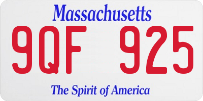 MA license plate 9QF925