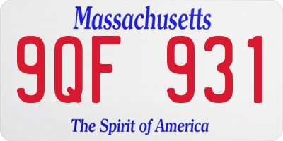 MA license plate 9QF931