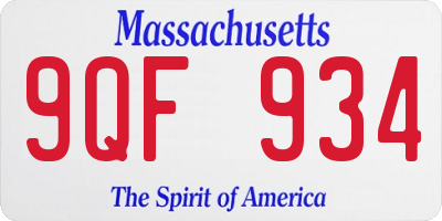 MA license plate 9QF934
