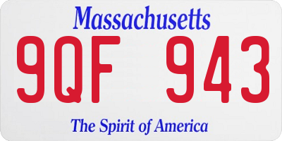 MA license plate 9QF943