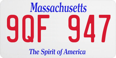 MA license plate 9QF947