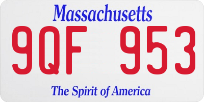 MA license plate 9QF953